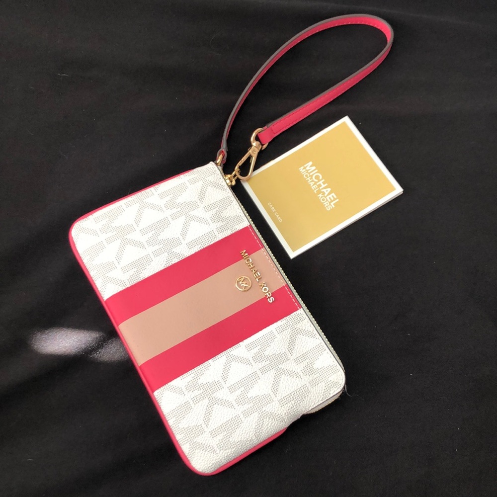 Michael Kors Wristlet White Pattern and Pink/Nude NWOT